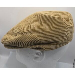 Country Gentleman Tan Corduroy Flat Driving Golf Cap Newsboy Hat  Size ~7‎ 1/4